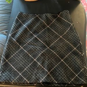 Plaid Wool Blend Skirt